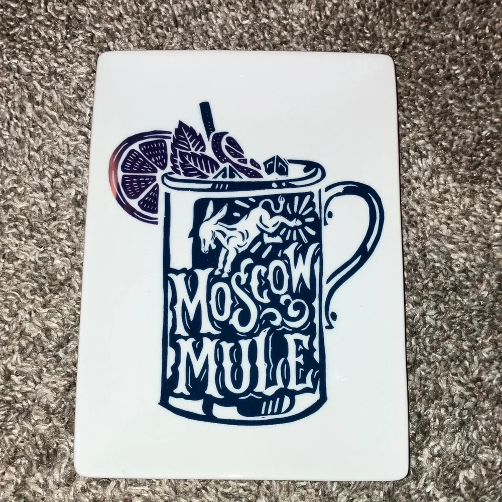 Crate&Barrel White Ceramic Serving Tray Moscow Mule 7” X 5”
